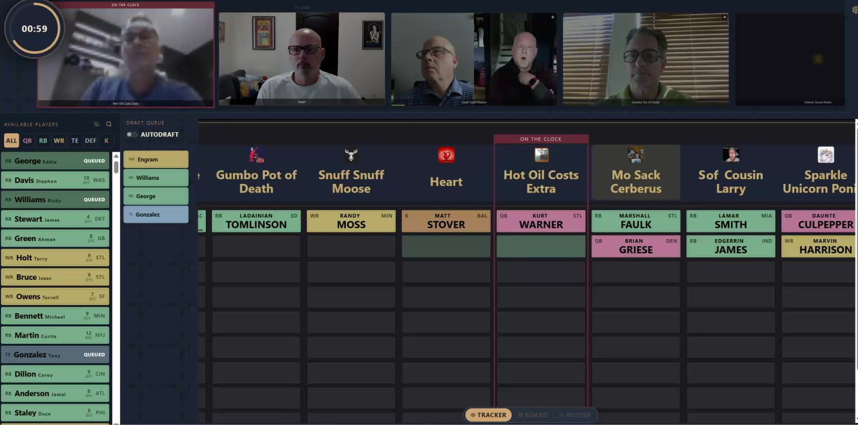 Draft Nirvana — inside an online fantasy football draft room